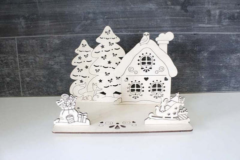 Kalėdinis stovas „Žiemos miškas“ namų dekoracijoms, 29×20×22 cm - kaSiulai.lt