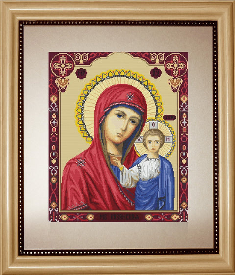 Kazanės Dievo Motinos ikona SB446 – Luca‑s siuvinėjimo komplektas (Aida 18, 27,5×33,5 cm) - kaSiulai.lt