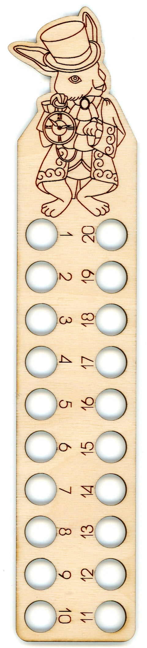 Kiškio formos siuvinėjimo siūlų laikiklis, fanera 4 mm, 6×28 cm - kaSiulai.lt