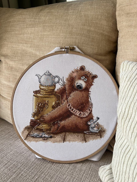 Komplektas siuvinėjimui kryželiu „Arbatėlė“ 20 × 18,5 cm — puiki dovana - kaSiulai.lt