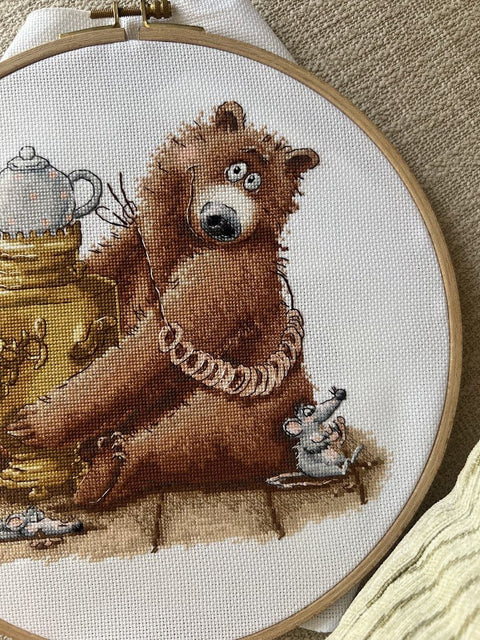 Komplektas siuvinėjimui kryželiu „Arbatėlė“ 20 × 18,5 cm — puiki dovana - kaSiulai.lt