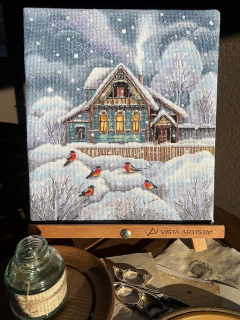Komplektas siuvinėjimui kryželiu „Kur šilta“, 23×25,5 cm — puiki dovana - kaSiulai.lt
