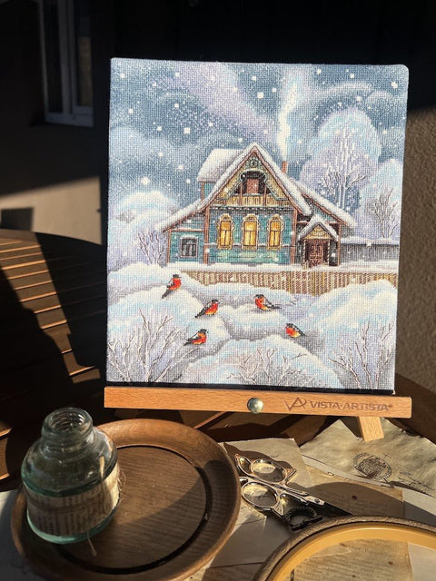 Komplektas siuvinėjimui kryželiu „Kur šilta“, 23×25,5 cm — puiki dovana - kaSiulai.lt
