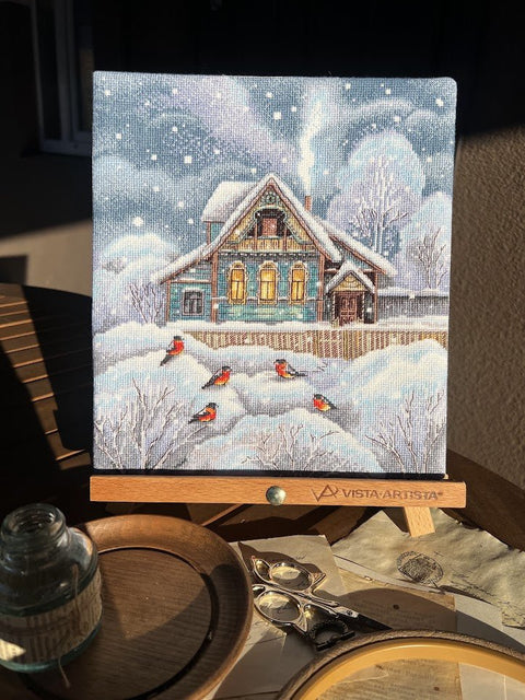 Komplektas siuvinėjimui kryželiu „Kur šilta“, 23×25,5 cm — puiki dovana - kaSiulai.lt