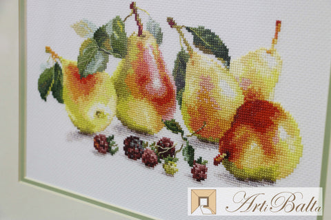 Kriaušių motyvo siuvinėjimas kryželiu, Aida 14, 36×27 cm, 33 spalvų - kaSiulai.lt