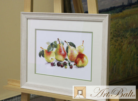 Kriaušių motyvo siuvinėjimas kryželiu, Aida 14, 36×27 cm, 33 spalvų - kaSiulai.lt