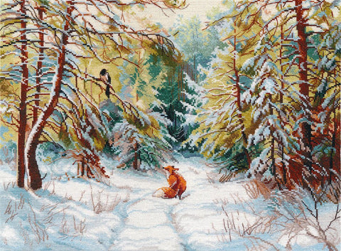 Kryželiu siuvinėjimo komplektas „Netikėtas susitikimas“, 40×30 cm, Aida 16 ct, 39 spalvos - kaSiulai.lt