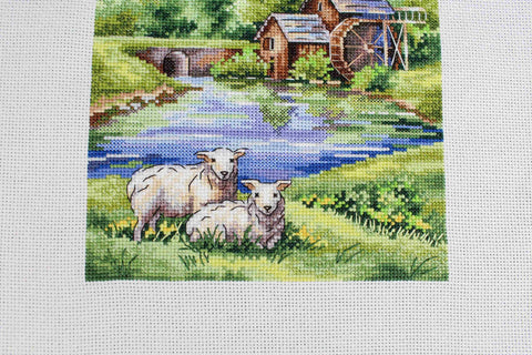 Kryželiu siuvinėjimo komplektas „Senas malūnas“, 20×16 cm - kaSiulai.lt