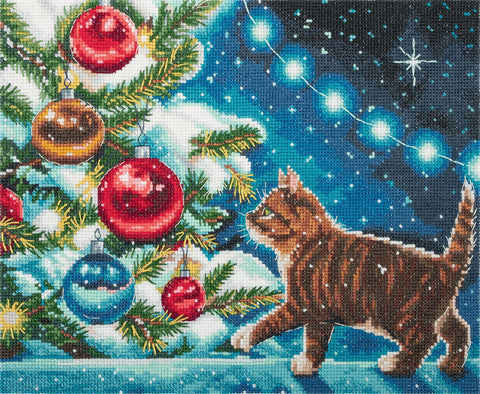 Kryželiu siuvinėjimo komplektas „Žaismingas kačiukas“, 25×19,5 cm - kaSiulai.lt
