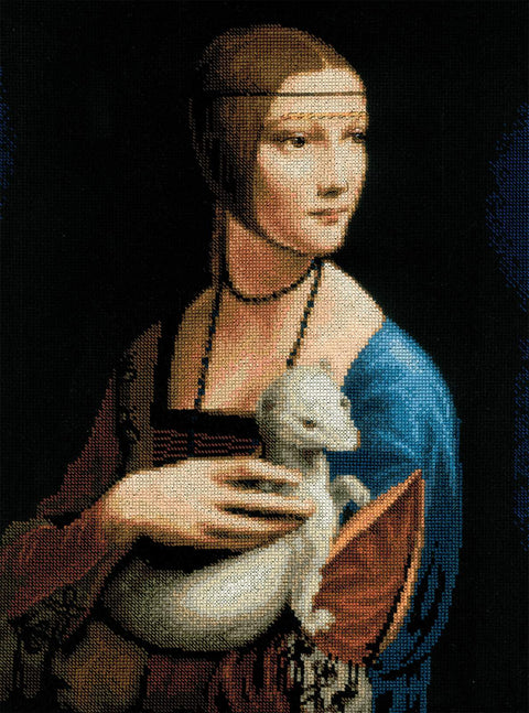 RIOLIS siuvinėjimo rinkinys Nr.2222 — Dama su ūrėnu pagal L. da Vinci, 30×40 cm (14 ct)
