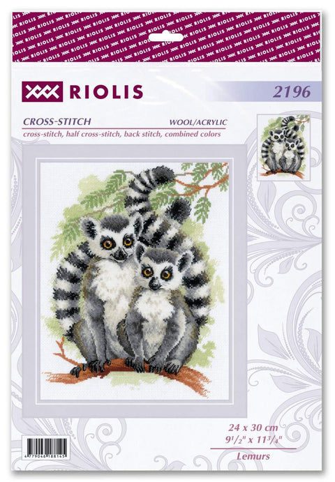 RIOLIS siuvinėjimo rinkinys "Lemūrai" Nr. 2196 — 24×30 cm, 15 spalvų