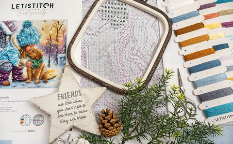 Letistitch „Geriausi draugai“ — kryželiu siuvinėjimo komplektas 28×27 cm - kaSiulai.lt