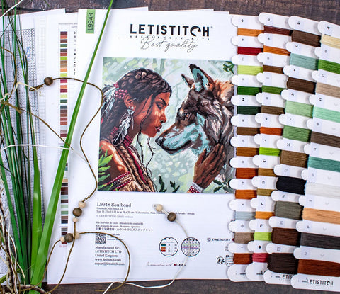 Letistitch įkvepiantis siuvinėjimo komplektas „Soulbond“, 29×29 cm - kaSiulai.lt