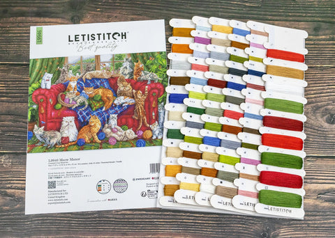 Letistitch Meow Manor — siuvinėjimo komplektas 44×32 cm, dovana kačių mylėtojams - kaSiulai.lt