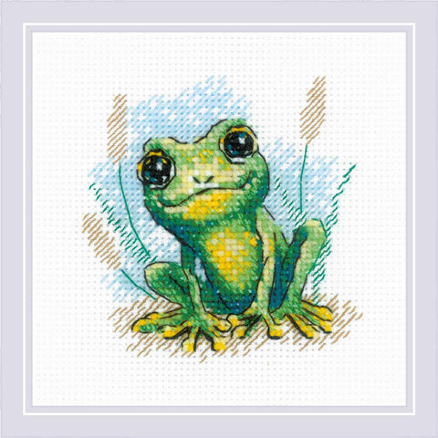 RIOLIS siuvinėjimo rinkinys „Little Frog“ Nr. 2286, AIDA 10 ct, 15×15 cm, vilnos/akrilo siūlai