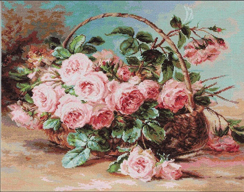 Luca-S siuvinėjimo rinkinys Basket of Roses SB547 42,5x34cm - kaSiulai.lt