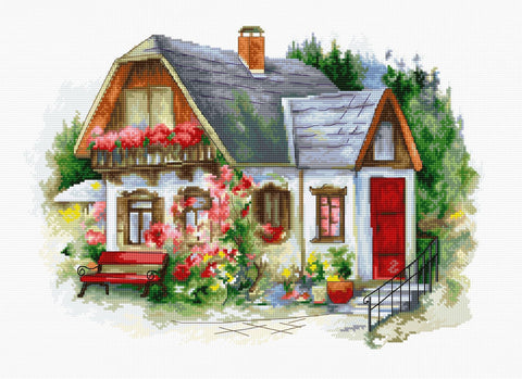 Luca-S siuvinėjimo rinkinys Beautiful Country House SBU4005 34x24cm - kaSiulai.lt