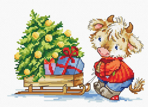 Luca-S siuvinėjimo rinkinys Calf with Christmas tree SB1181 18.5x12.5cm - kaSiulai.lt