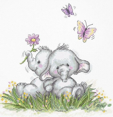 Luca-S siuvinėjimo rinkinys Elephant Couple SB1184 19x19cm - kaSiulai.lt