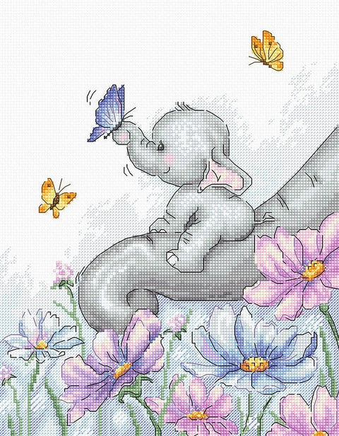 Luca-S siuvinėjimo rinkinys Elephant with Butterfly SB1183 19x23cm - kaSiulai.lt