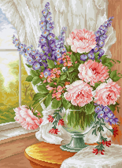 Luca-S siuvinėjimo rinkinys Flowers at the Window SBU4016 25x34cm - kaSiulai.lt