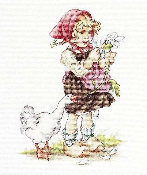 Luca-S siuvinėjimo rinkinys Girl with goose SB1047 14,5x20cm - kaSiulai.lt