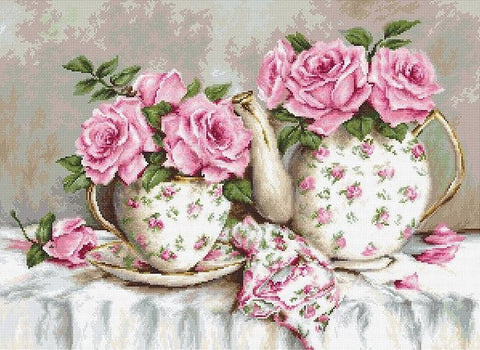 Luca-S siuvinėjimo rinkinys Morning Tea and Roses SBA2320 48x35cm - kaSiulai.lt