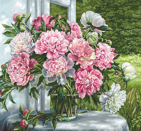 Luca-S siuvinėjimo rinkinys Peonies by the Window SB594 41x38cm - kaSiulai.lt
