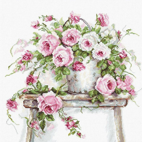 Luca-S siuvinėjimo rinkinys Roses on a Stool SBA2331 30x30cm - kaSiulai.lt