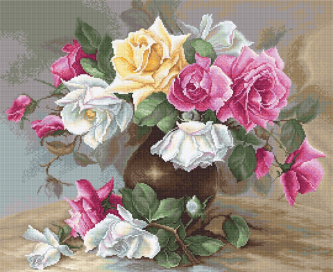 Luca-S siuvinėjimo rinkinys Vase with Roses SB587 38x31cm - kaSiulai.lt