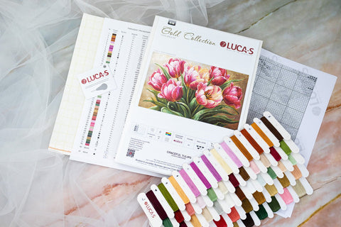 Luca‑S siuvinėjimo komplektas „Grakščios tulpės“, 56×32 cm - kaSiulai.lt