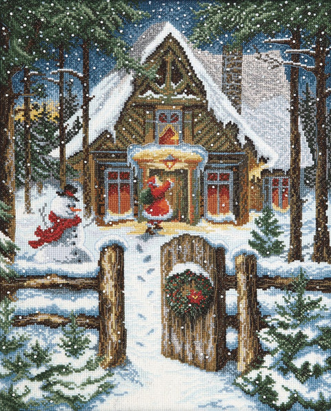 Charivna Mit siuvinėjimo rinkinys Švenčių išvakarėse – Aida 14 su Preciosa karoliukais, 28,5×37 cm