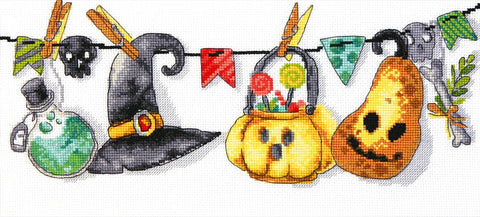 Charivna Mit Helovino kryželių rinkinys ant Aida 16 – 24 spalvos, 30×14 cm