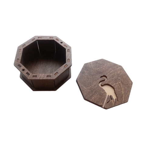 Medinė aštuonkampė dėžutė „Flamingai“ KF057/60 - kaSiulai.lt