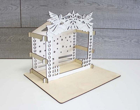 Medinis kalėdinis stovelis „Betliejaus scena“ siuvinėjimo ekspozicijai — 3 mm fanera - kaSiulai.lt