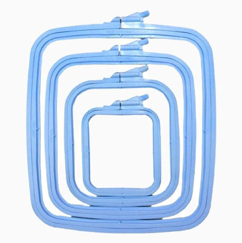 Mėlynas plastikinis stačiakampis siuvinėjimo lankelis Nurge 19,5×22 cm - kaSiulai.lt