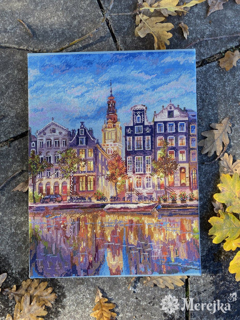 Merejka Amsterdam – skaičiuoto kryželio siuvinių komplektas, 30 × 39,5 cm - kaSiulai.lt