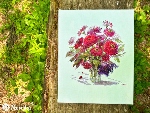 Merejka siuvinėjimo komplektas kryželiu „Rugsėjo spalvos“ 29×26,5 cm - kaSiulai.lt