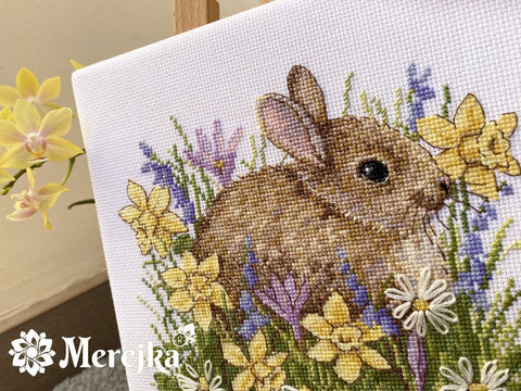 Merejka siuvinėjimo komplektas „Mažasis triušiukas“ 15×18 cm — puiki dovana - kaSiulai.lt