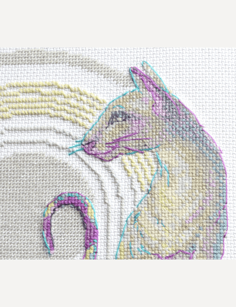 Aine siuvinėjimo rinkinys „Mistinės katės“ – kryželiu, dizainas 21×30 cm