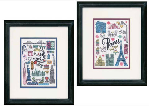 New York / Paris (12 x 17 cm) - DIMENSIONS siuvinėjimo kryželiu rinkinys - kaSiulai.lt