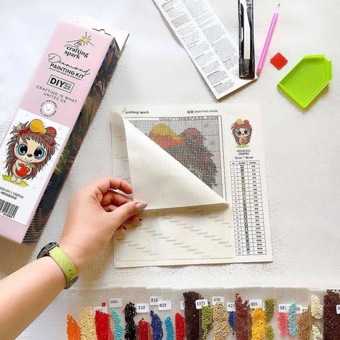 Deimantinės mozaikos rinkinys „Pelėda ir kačiukas“ 50 x 40 cm