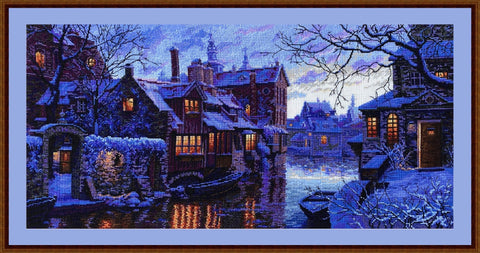 Panoraminis detalaus dizaino skaičiuoto kryželio komplektas „Šiaurės Venecija“, 57,5×28 cm - kaSiulai.lt