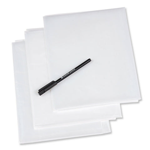 Plastikiniai lakštai ir rašiklis, 1*1.5 m - kaSiulai.lt