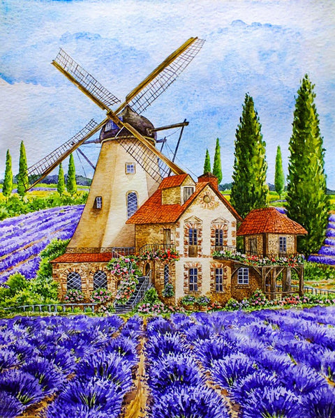 Deimantinės mozaikos rinkinys „Provanso malūnas“ 40 x 50 cm