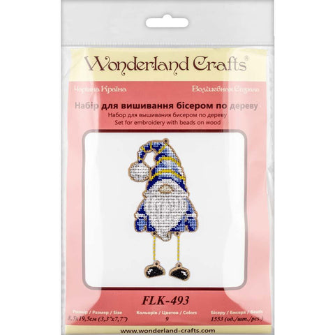 Wonderland Crafts siuvinėjimo karoliukais rinkinys ant medinio pagrindo – dekoratyvinis pakabukas (8,5×19,5 cm, 1553 karoliukai)