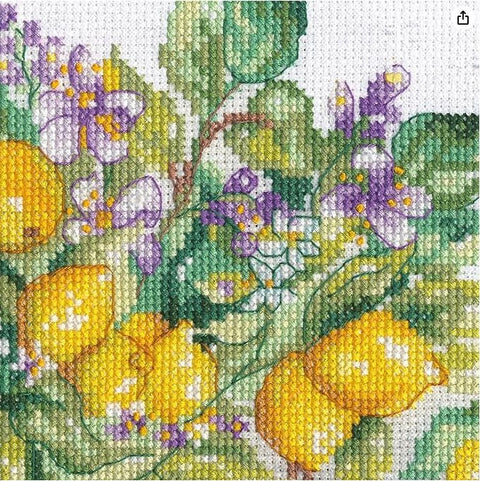 Siuvinėjimas kryželiu „Citrinų stiklainis“, 35×25 cm - kaSiulai.lt