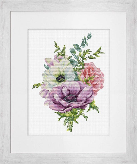 Siuvinėjimo komplektas „Anemonės“, 15×21 cm — puiki dovana pradedantiesiems - kaSiulai.lt