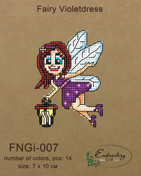 Siuvinėjimo komplektas „Fėja violetinėje suknelėje” - kaSiulai.lt