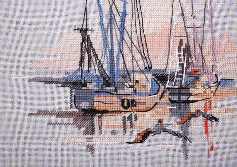 Siuvinėjimo komplektas kryželiu „Čarlstono uostas“ — 20,5 × 18,5 cm - kaSiulai.lt